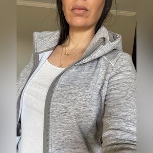 Grey Zipper Hoodie Long Body Size Small